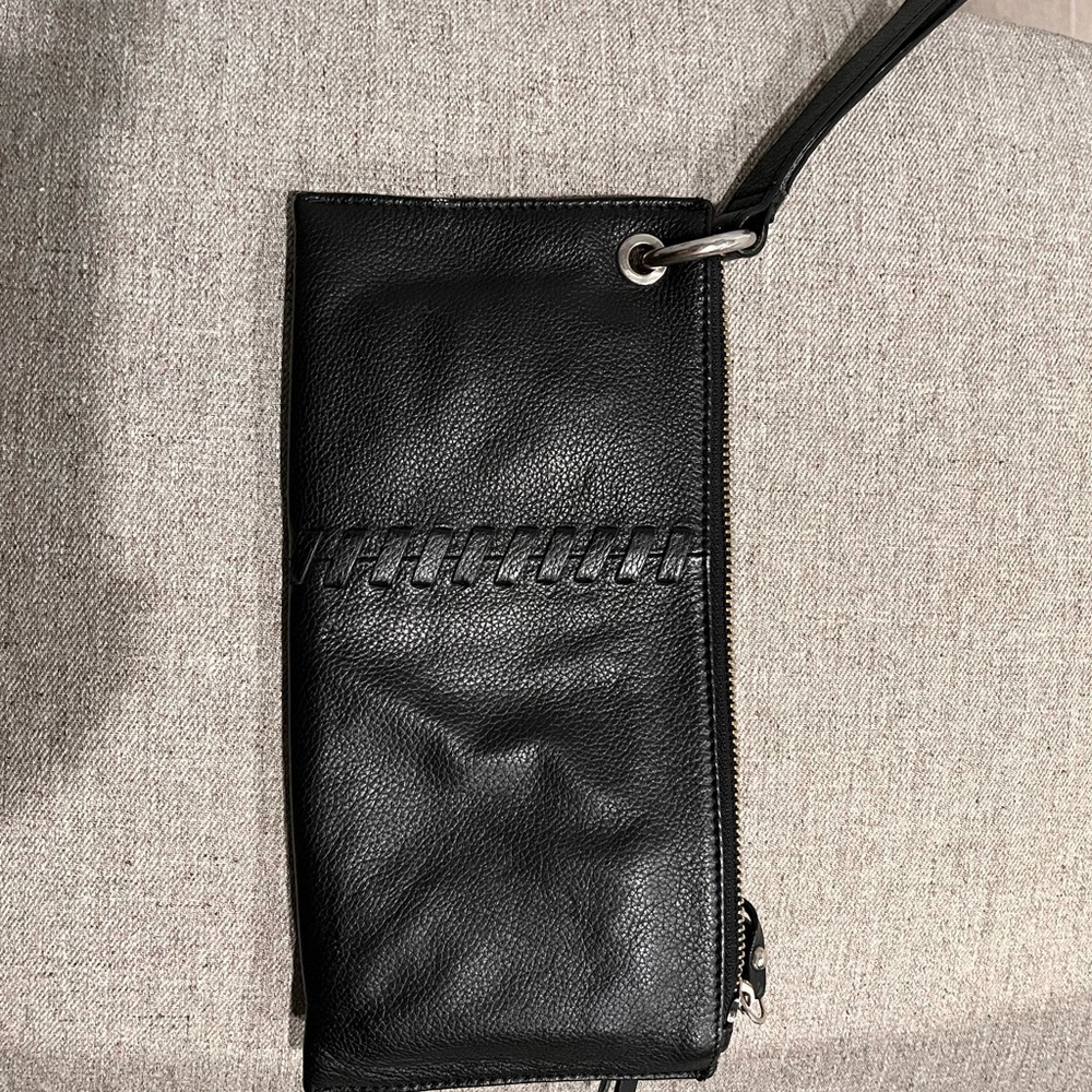 Black wristlet Clutch - lined with 2 zipper pockets